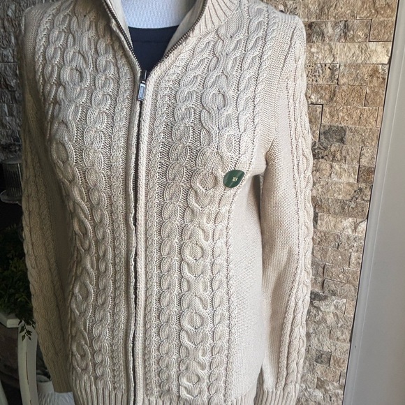 L.L. Bean Cream Cardigan with Cable Knit Design - Picture 11 of 12